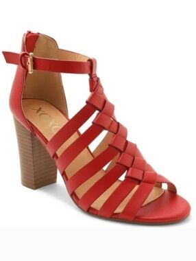 NEW XOXO Red Baxter Woven Strappy Gladiator Heel Sandals